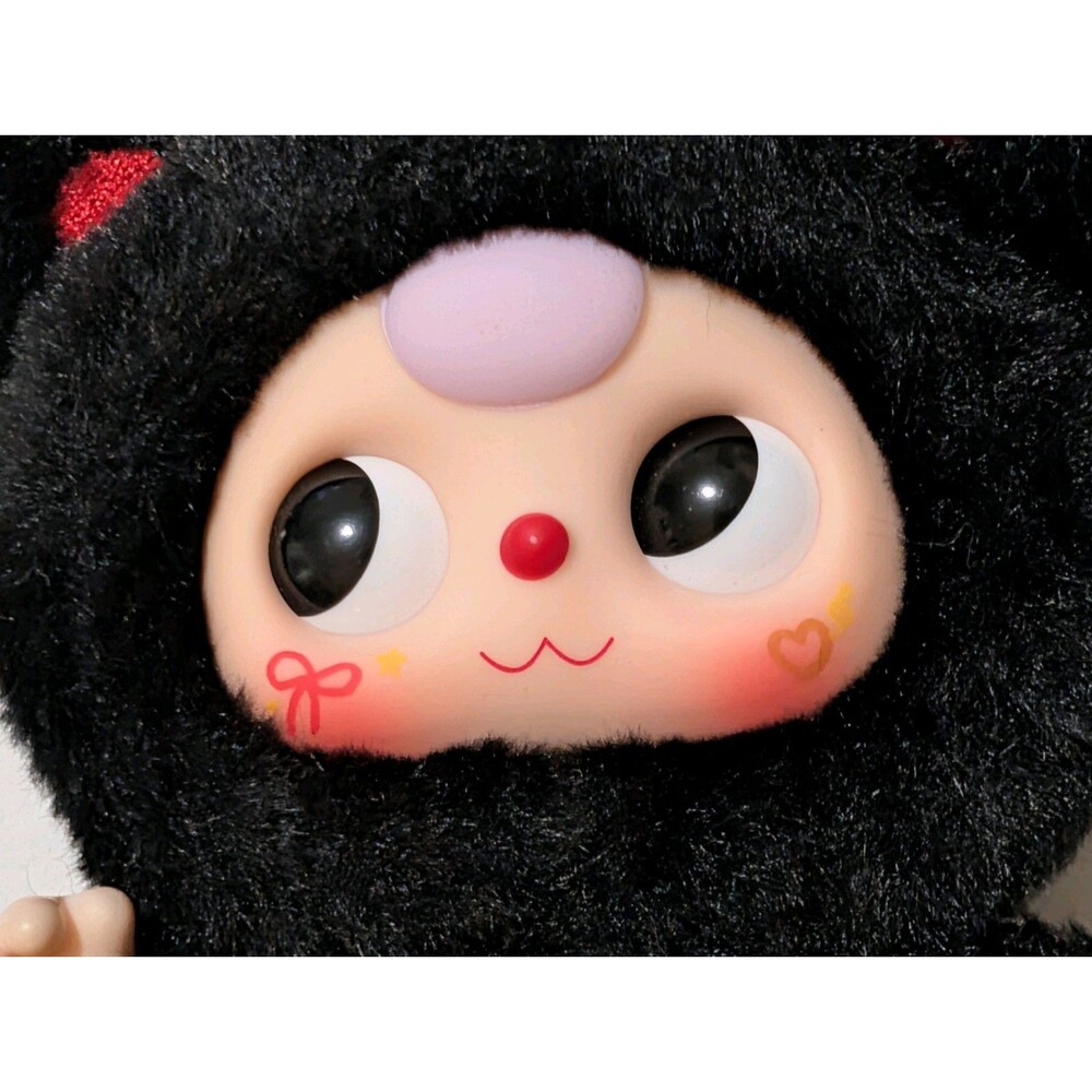 Baby Three Series Plush Toy Doll Keychain Black Cat Moving Boba Eyes Bag Pendant - Picture 5 of 7